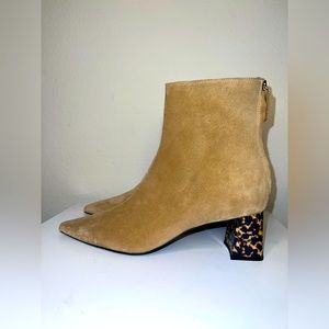 AGL Veta Precious suede pointed toe tortoise block heel ankle boots sz 42.5